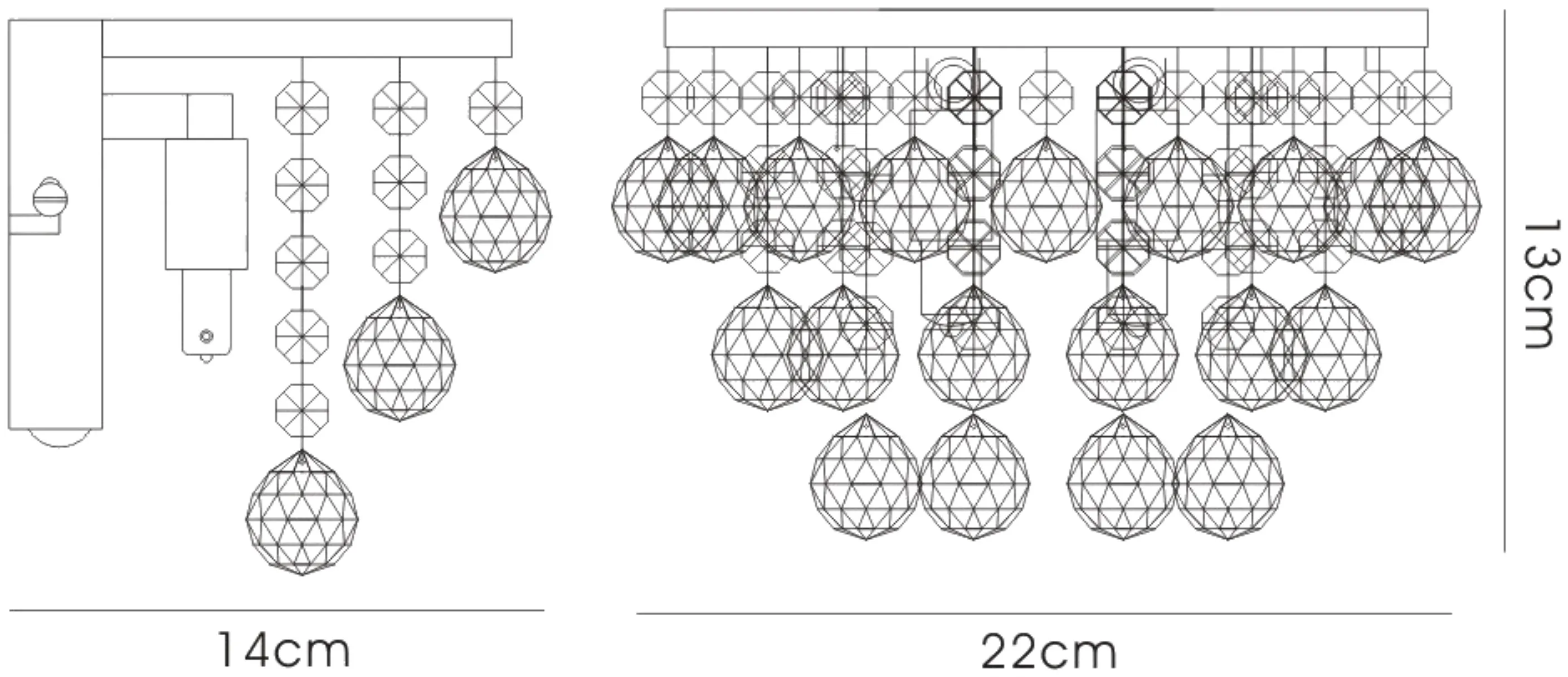 Atla Polished Chrome Crystal Wall Lights Diyas Flush Crystal Wall Lights